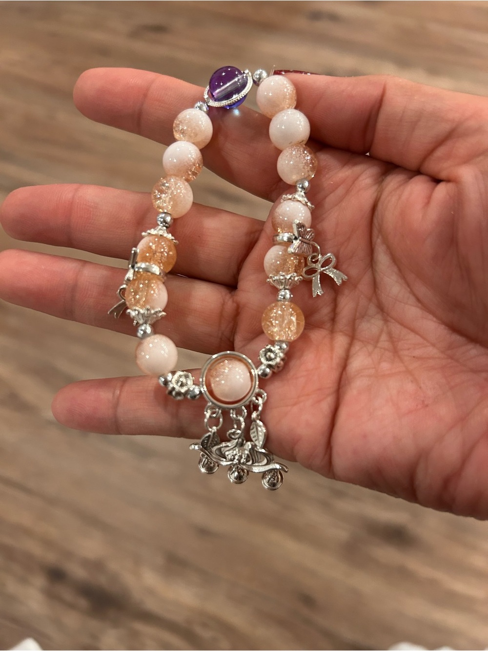 Rose Gold and Peach Beaded Charm Bracelet - Women's Jewelry
SKU062101